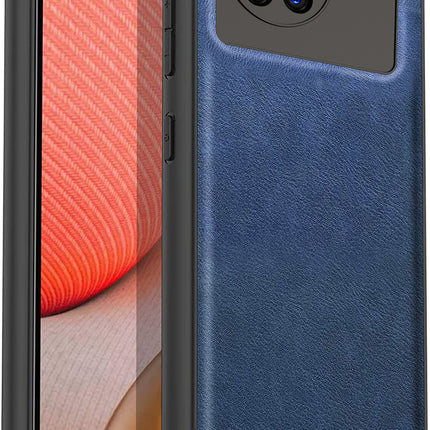 Tux Back Case for Vivo X80 , Slim Leather Case with Soft Edge Shockproof Back Cover (Blue)