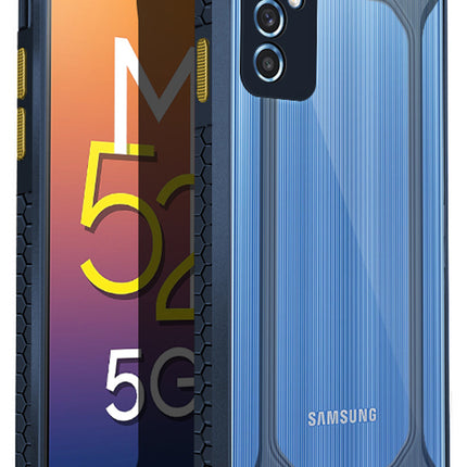 Unicorn for Samsung Galaxy M52 (5G) Clear Back Case, [Military Grade Protection] Shock Proof Slim Hybrid Bumper Cover (Blue)