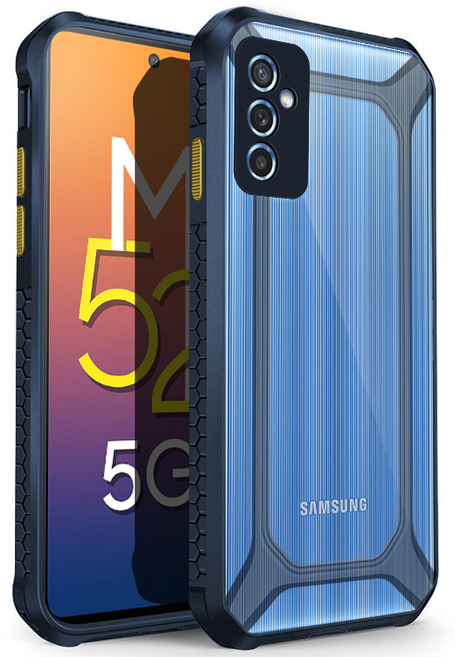 Unicorn for Samsung Galaxy M52 (5G) Clear Back Case, [Military Grade Protection] Shock Proof Slim Hybrid Bumper Cover (Blue)