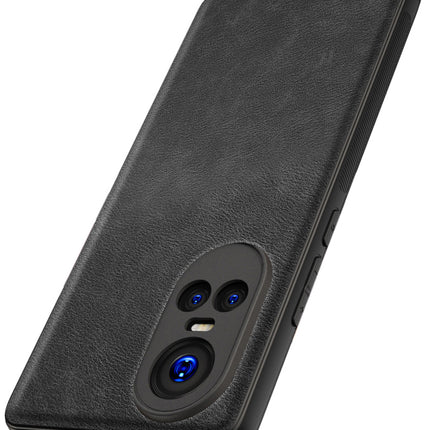 Mobizang Tux Leather Back Cover for Oppo Reno 10 / Reno 10 PRO | Slim Shockproof Camera Protection Bumper Case (Black)
