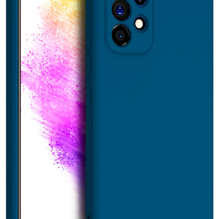 Matte Lens Protective Back Cover for Samsung Galaxy A73 (5G), Slim Silicone with Soft Lining Shockproof Flexible Full Body Bumper Case (Blue)