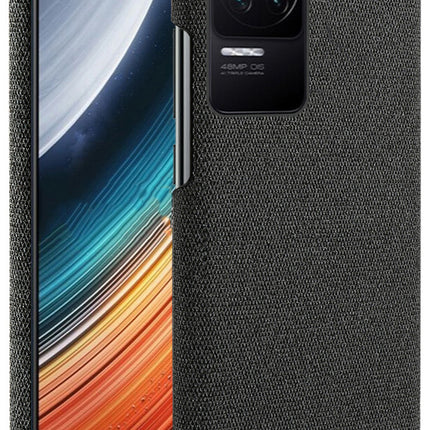 Mobizang Woven Soft Fabric Case for Poco F4 (5G) Back Cover,  Shock Protection Slim Hard Anti Slip Back Cover (Black)