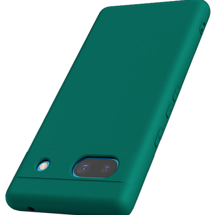 Mobizang Matte Protective Lens Flexible Back Cover for Google Pixel 7A | Slim Silicone with Soft Lining Shockproof Full Body Bumper Case (Green)