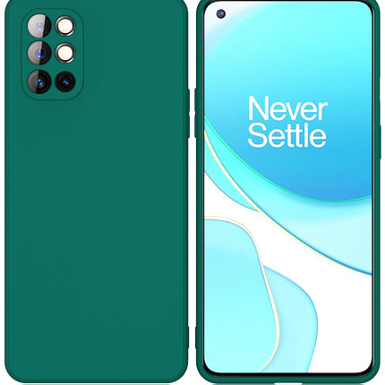 Matte Lens Protective Back Cover for OnePlus 9R / OnePlus 8T , Slim Silicone with Soft Lining Shockproof Flexible Full Body Bumper Case (Green)