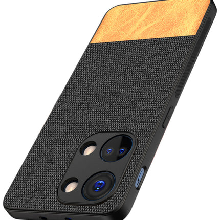 Mobizang Soft Fabric & Leather Hybrid Protective Back Cover for Oneplus Nord 3 | Shockproof Slim Hard Anti Slip Back Case (Black::Brown)