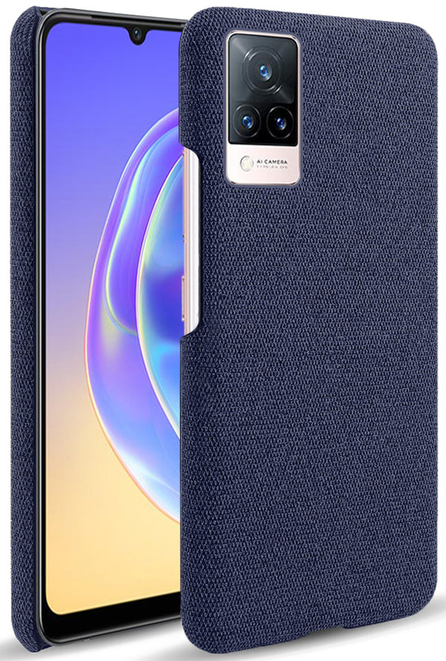 Woven Soft Fabric Case for Vivo V21 Back Cover, Shock Protection Slim Hard Anti Slip Back Cover (Blue)