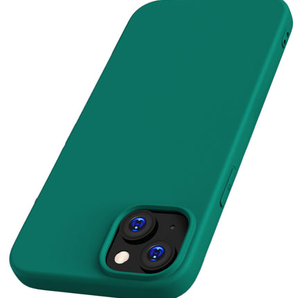 Mobizang Matte Protective Lens Flexible Back Cover for Apple iPhone 15 Plus | Slim Silicone with Soft Lining Shockproof Full Body Bumper Case (Green)