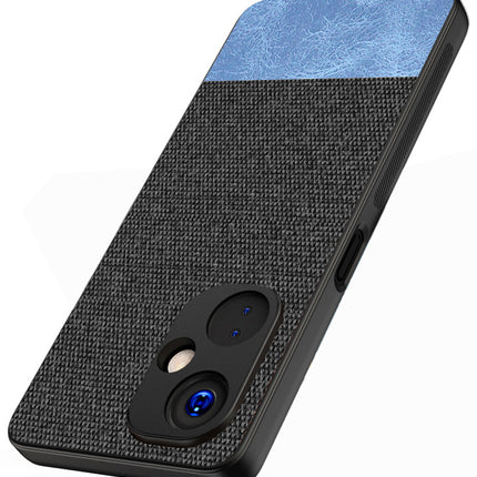 Mobizang Soft Fabric & Leather Hybrid Protective Case Cover for OnePlus Nord CE 3 Lite | Shockproof Slim Hard Anti Slip Back Case (Black,Blue)