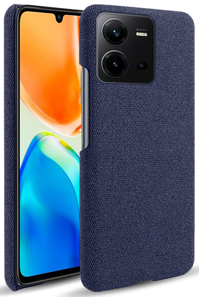 Mobizang Woven Soft Fabric Case for VIVO V25 (5G) Back Cover, Shock Protection Slim Hard Anti Slip Back Cover (Blue)