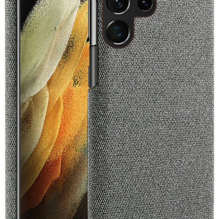 Woven Soft Fabric Case for Samsung Galaxy S22 Ultra Back Cover, Shock Protection Slim Hard Anti Slip Back Cover (Grey)
