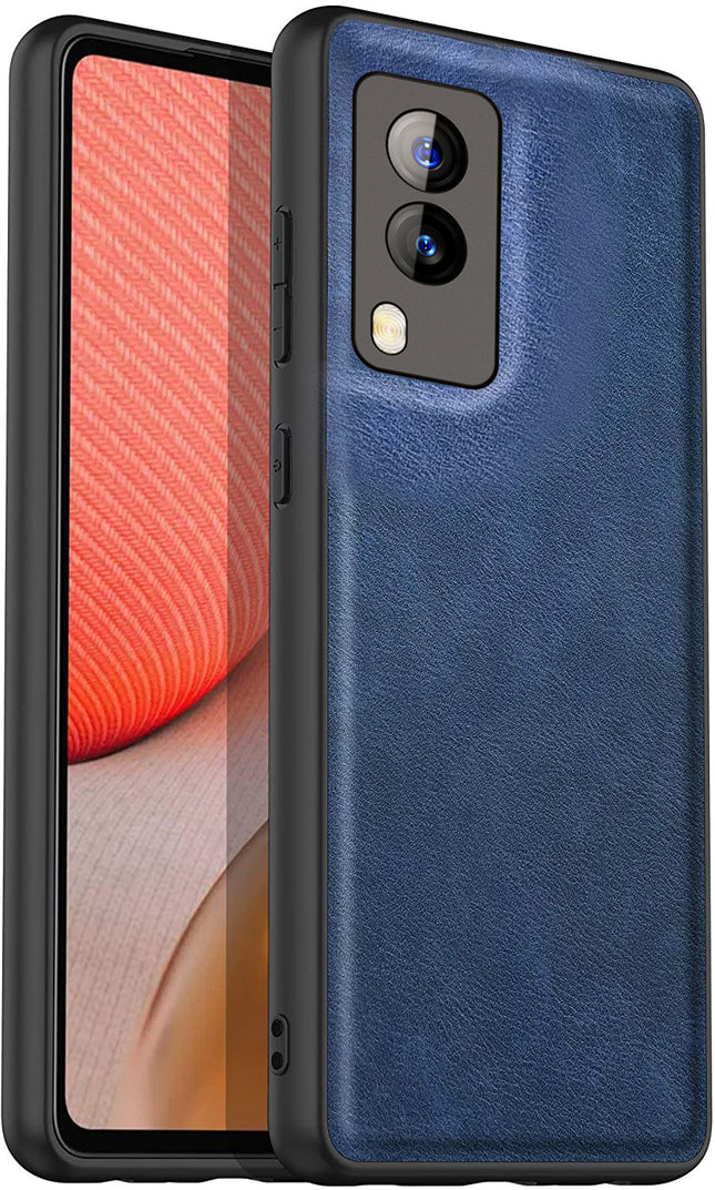 Tux Back Case For Vivo V21E (5G) , Slim Leather Case with Soft Edge Shockproof Back Cover (Blue)