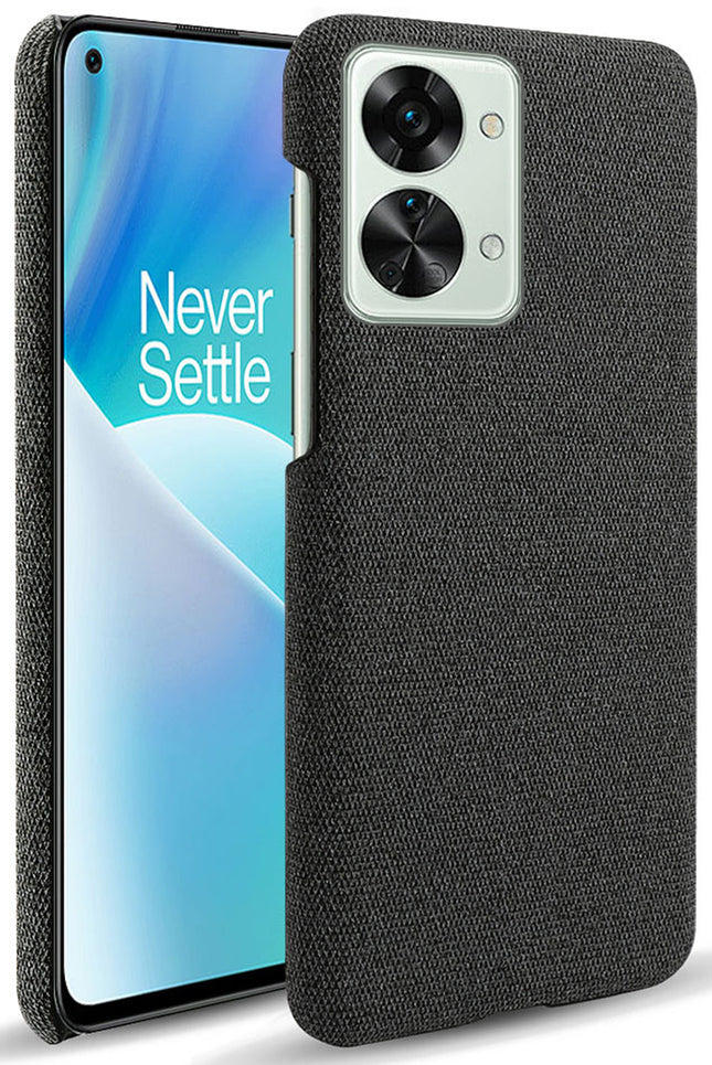 Mobizang Woven Soft Fabric Case for OnePlus Nord 2T  Back Cover,  Shock Protection Slim Hard Anti Slip Back Cover (Black)