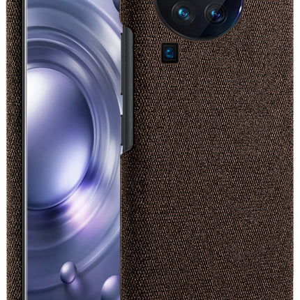 Mobizang Woven Soft Fabric Case for Vivo X80 Pro (5G) Back Cover,  Shock Protection Slim Hard Anti Slip Back Cover (Brown)