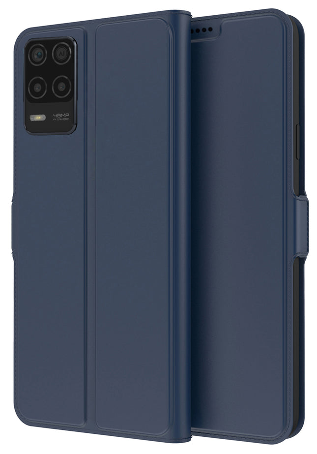 Noble Slim Flip Cover for Realme 9 (5G) , Magnetic and Card Holder Stand Leather Flip Wallet Case (Blue)