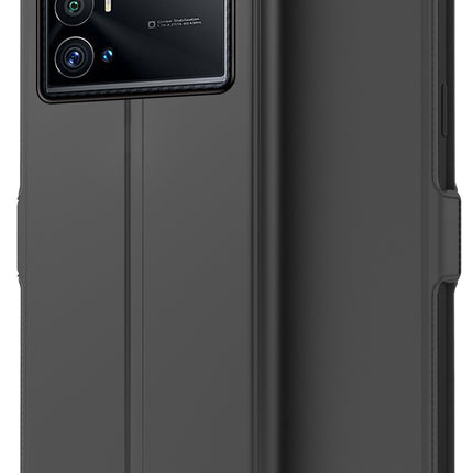 Noble Slim Flip Cover for Vivo IQOO 9 Pro , Magnetic and Card Holder Stand Leather Flip Wallet Case (Black)