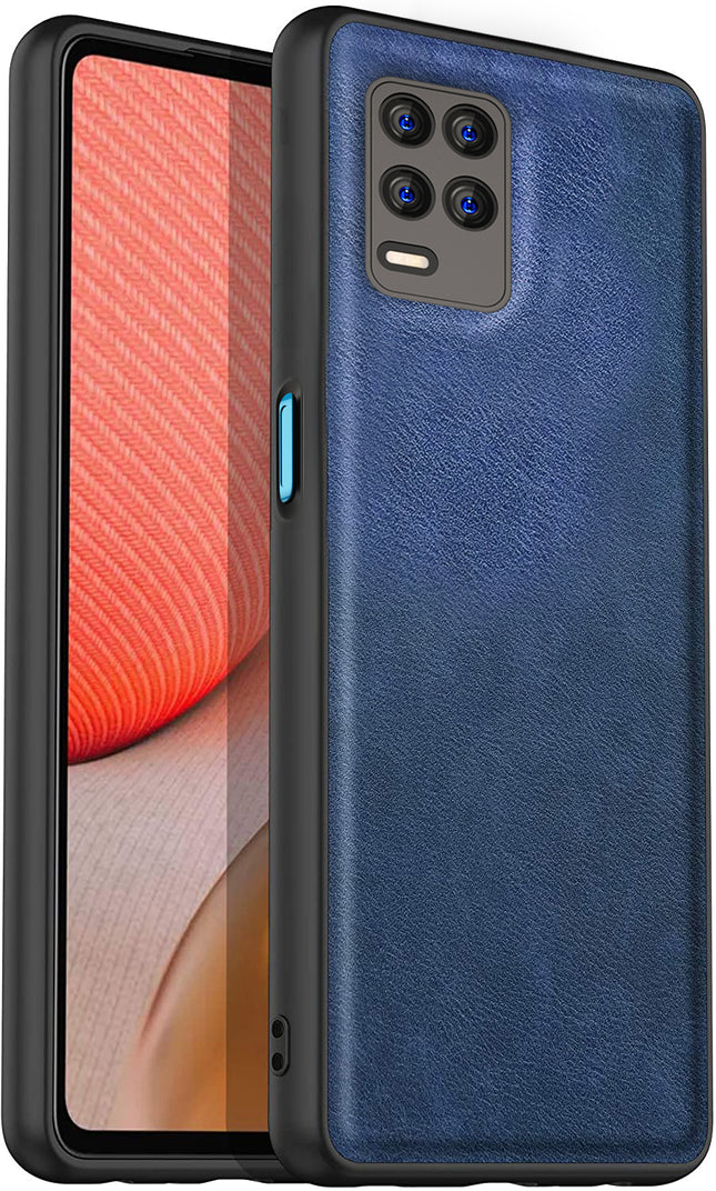 Tux Back Case For Realme 8 (5G) , Slim Leather Case with Soft Edge Shockproof Back Cover (Blue)