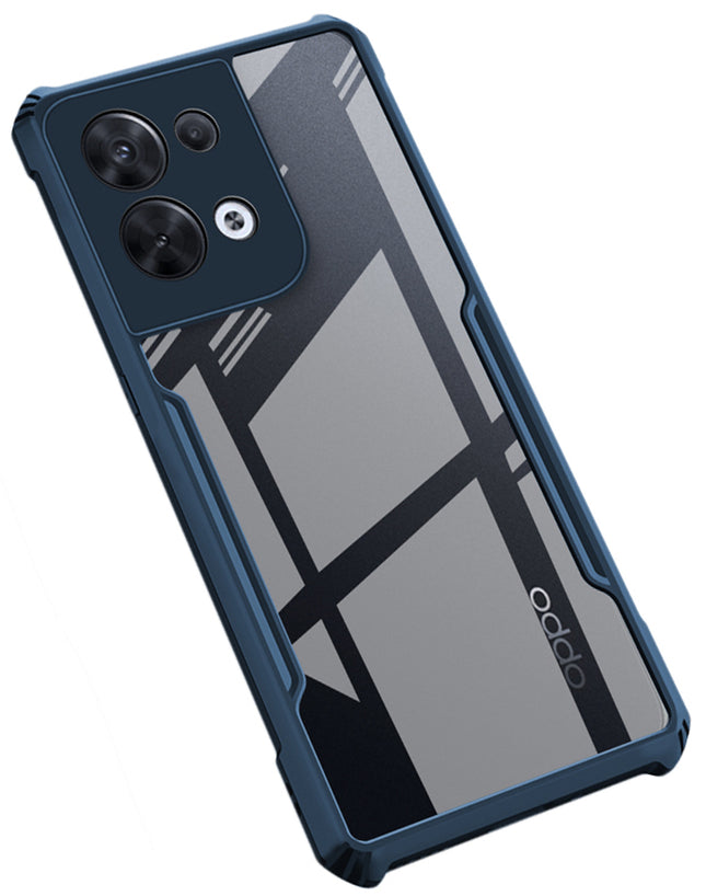 Mobizang Beetle for Oppo Reno 8 Pro (5G) Back Case, [Military Grade] Shockproof Slim Hybrid Clear Back Cover (Blue)