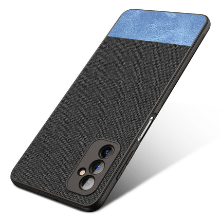 Soft Fabric & Leather Hybrid Protective Case Cover for Samsung Galaxy M52 (5G) (Black,Blue)