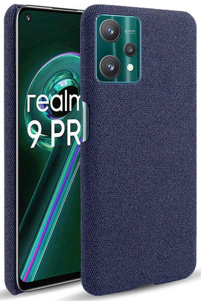 Woven Soft Fabric Case for Realme 9 Pro Back Cover, Shock Protection Slim Hard Anti Slip Back Cover (Blue)