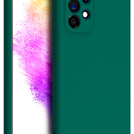 Matte Lens Protective Back Cover for Samsung Galaxy A73 (5G), Slim Silicone with Soft Lining Shockproof Flexible Full Body Bumper Case (Green)