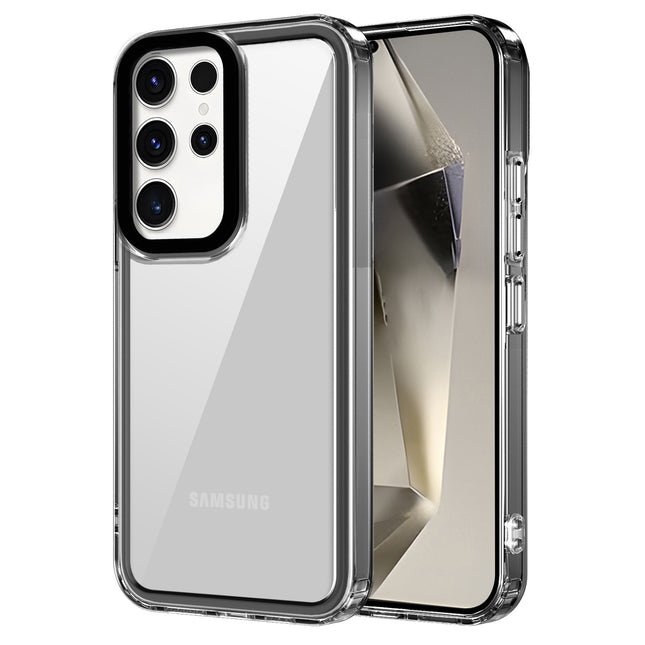 Mobizang Warrior Acrylic Clear Back Cover For Samsung Galaxy S23 Ultra | Slim Shockproof [Military Grade Protection] Hybrid Bumper Case (Grey Sides)