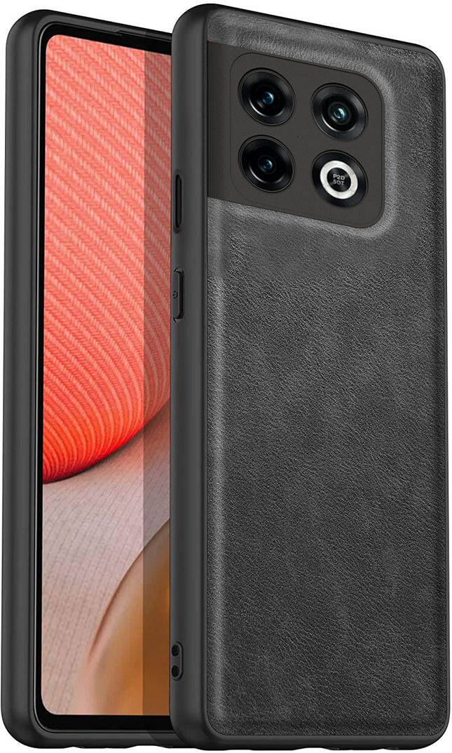 Tux Back Case for OnePlus 10 Pro , Slim Leather Case with Soft Edge Shockproof Back Cover (Black)