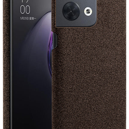 Mobizang Woven Soft Fabric Case for Oppo Reno 8 (5G) Back Cover, Shock Protection Slim Hard Anti Slip Back Cover (Brown)