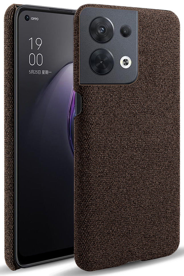 Mobizang Woven Soft Fabric Case for Oppo Reno 8 (5G) Back Cover, Shock Protection Slim Hard Anti Slip Back Cover (Brown)