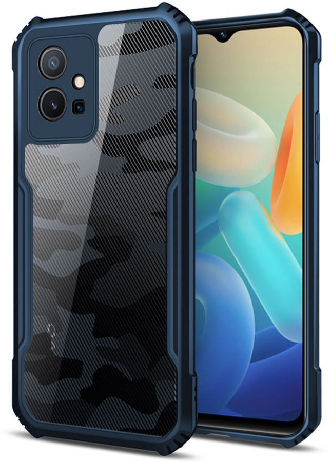 Beetle Camouflage for Vivo Y75 Back Case, [Military Grade] Shockproof Slim Hybrid Cover (Blue)