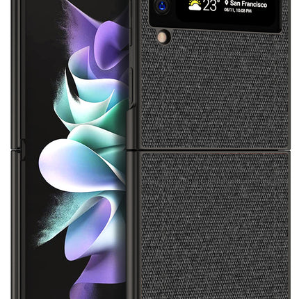 Soft Full Fabric Protective Back Case Cover for Samsung Galaxy Z Flip 3 (Black)