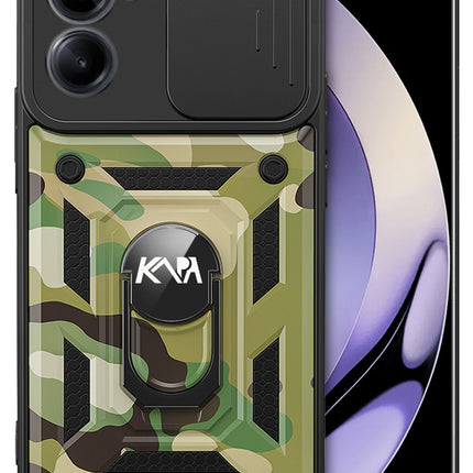 Mobizang Tank Back Cover for Realme 10 pro | Inbuilt Ring + Slider Shockproof Lens Protection Case (Green)