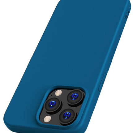 Mobizang Matte Protective Lens Flexible Back Cover for Apple iPhone 15 Pro Max | Slim Silicone with Soft Lining Shockproof Full Body Bumper Case (Blue)