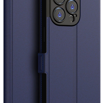 Mobizang Noble Slim Magnetic Leather Flip Case Cover for Apple iPhone 14 Pro Max ,Card Holder Stand Leather Flip Wallet Case (Blue)