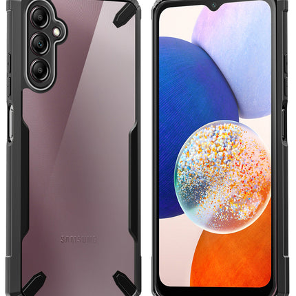 Mobizang Bull Clear Back Cover for Samsung Galaxy A25 (5G) | [Military Grade Protection] Shock Proof Slim Hybrid Bumper Case (Black)