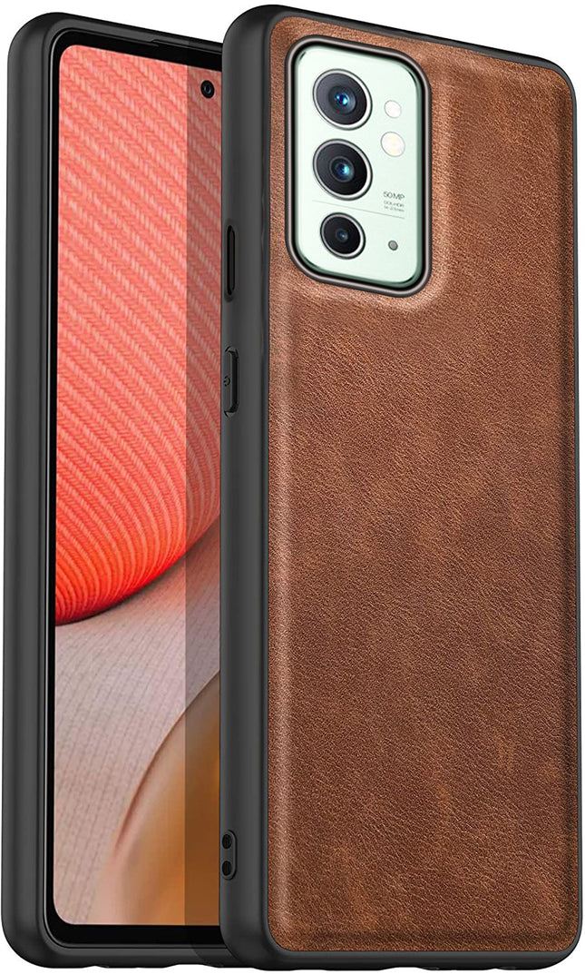 Tux Back Case for OnePlus 9RT / One Plus 9RT , Slim Leather Case with Soft Edge Shockproof Back Cover (Brown)