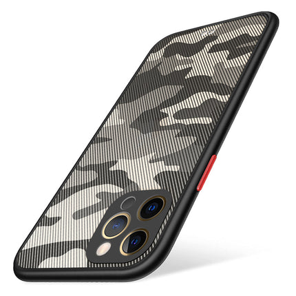Camouflage Paper Thin Back Cover For Apple iPhone 12 Pro Max (6.7) , Super Slim Matte Translucent Full Protection Back Case (Black)
