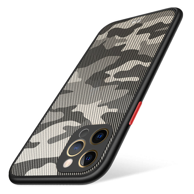 Camouflage Paper Thin Back Cover For Apple iPhone 12 Pro Max (6.7) , Super Slim Matte Translucent Full Protection Back Case (Black)