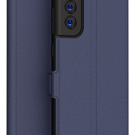 Mobizang Noble Slim Magnetic Leather Flip Case Cover for Samsung Galaxy S21 FE (Blue)