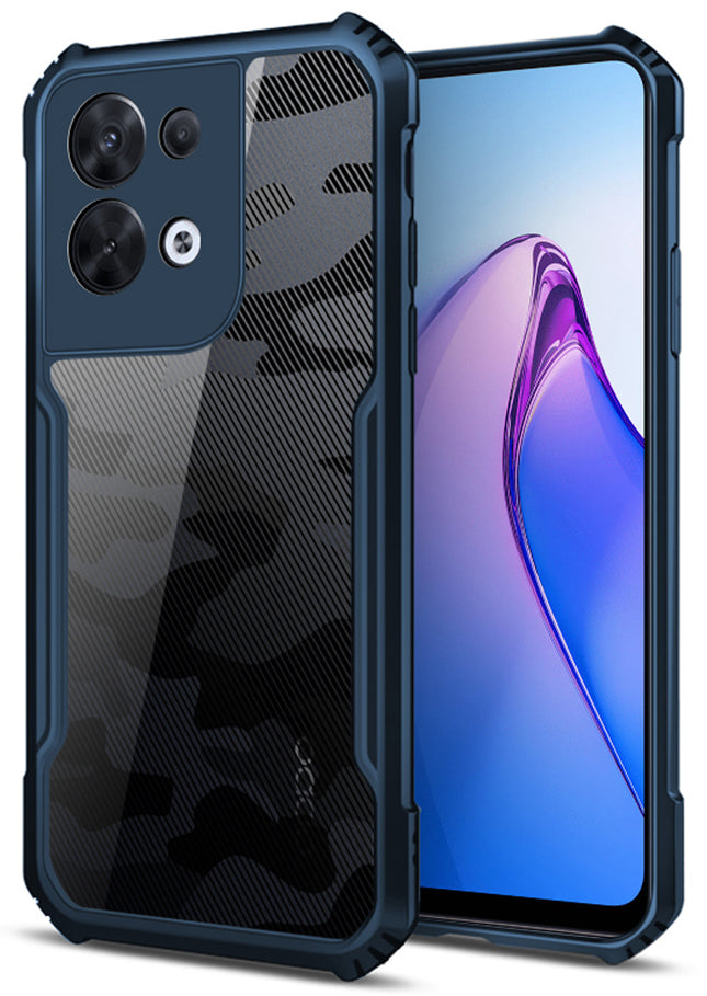 Mobizang Beetle Camouflage for Oppo Reno 8 Pro (5G) Back Case, [Military Grade Protection] Shock Proof Slim Hybrid Bumper Cover (Blue)