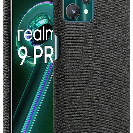 Woven Soft Fabric Case for Realme 9 Pro Back Cover, Shock Protection Slim Hard Anti Slip Back Cover (Black)