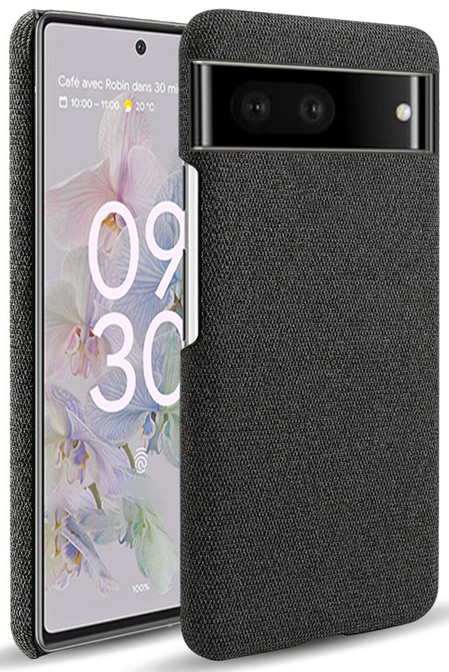 Mobizang Woven Soft Fabric Case for Google Pixel 7 Back Cover, Shock Protection Slim Hard Anti Slip Back Cover (Black)