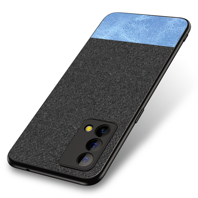 Soft Fabric & Leather Hybrid Protective Case Cover for Realme GT Master (Black,Blue)