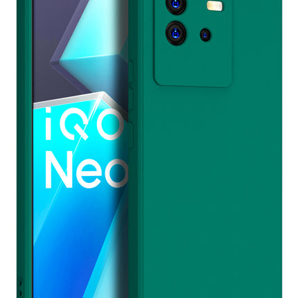 Mobizang Matte Lens Protective Shockproof Flexible Back Cover for IQOO Neo 6 (5G) ,Slim Silicone with Soft Lining Shockproof Flexible Full Body Bumper Case (Green)