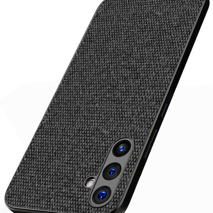 Mobizang Soft Full Fabric Protective Back Cover for Samsung Galaxy A34 (5G) | Shockproof Slim Hard Anti Slip Back Case (Black)