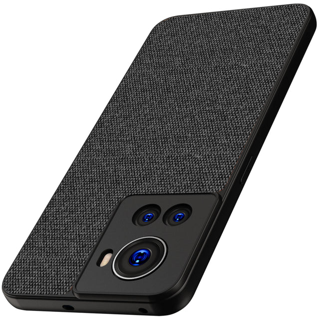 Soft Fabric Hybrid Protective Back Case Cover for Oneplus 10R (Black)