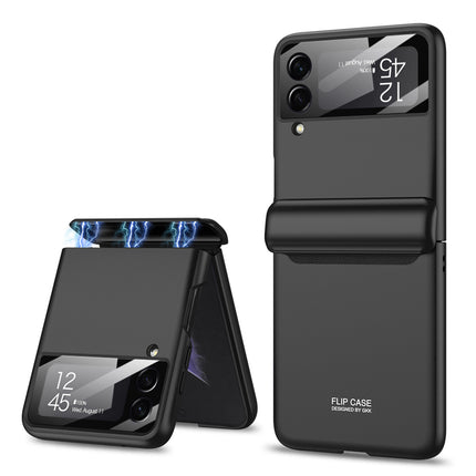 Mobizang Ultra Thin Back Cover for Galaxy Z Flip4 , Magnetic Hinge Protection and Inbuilt Glass Window Protection , Black
