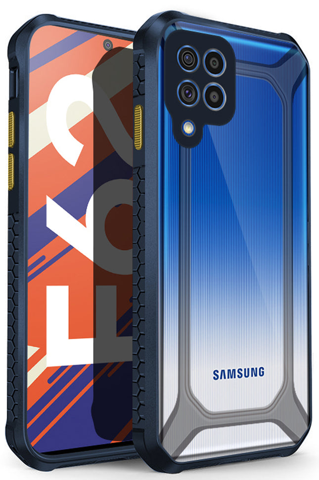 Unicorn for Samsung Galaxy F62 Clear Back Case, [Military Grade Protection] Shock Proof Slim Hybrid Bumper Cover (Blue)