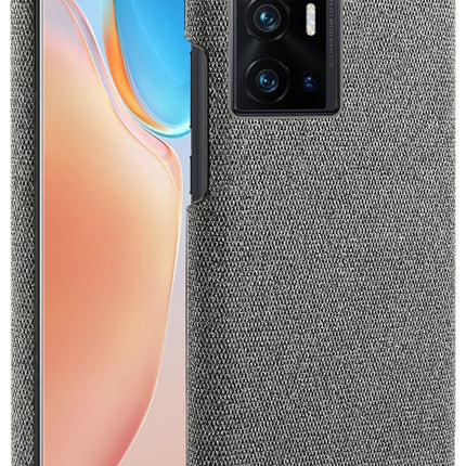 Woven Soft Fabric Case for Vivo X70 PRO PLUS Back Cover, Shock Protection Slim Hard Anti Slip Back Cover (Grey)