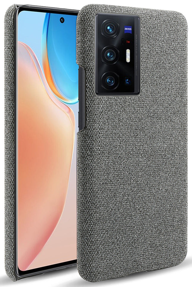 Woven Soft Fabric Case for Vivo X70 PRO PLUS Back Cover, Shock Protection Slim Hard Anti Slip Back Cover (Grey)