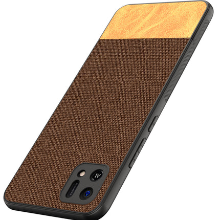 Soft Fabric & Leather Hybrid Protective Case Cover for Oppo A16K (Brown)